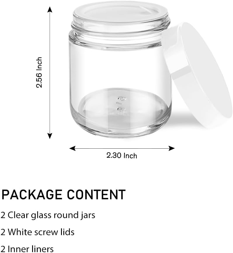 Tecohouse 2 Pack Small Glass Jar with Lid, 4 oz Glass Jars with Stickers, Glass Lotion Jars with Lids & Inner Liners, Toiletries Container for Slime, Makeup, Cream, Lotion, Cosmetic - Image 4